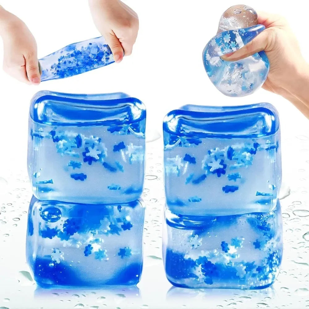 Gift 5*5cm Ice Cube Pinch Toy Stress Relief Tofu Shape Transparent Ice Block Mochi Squeezing Toy Children