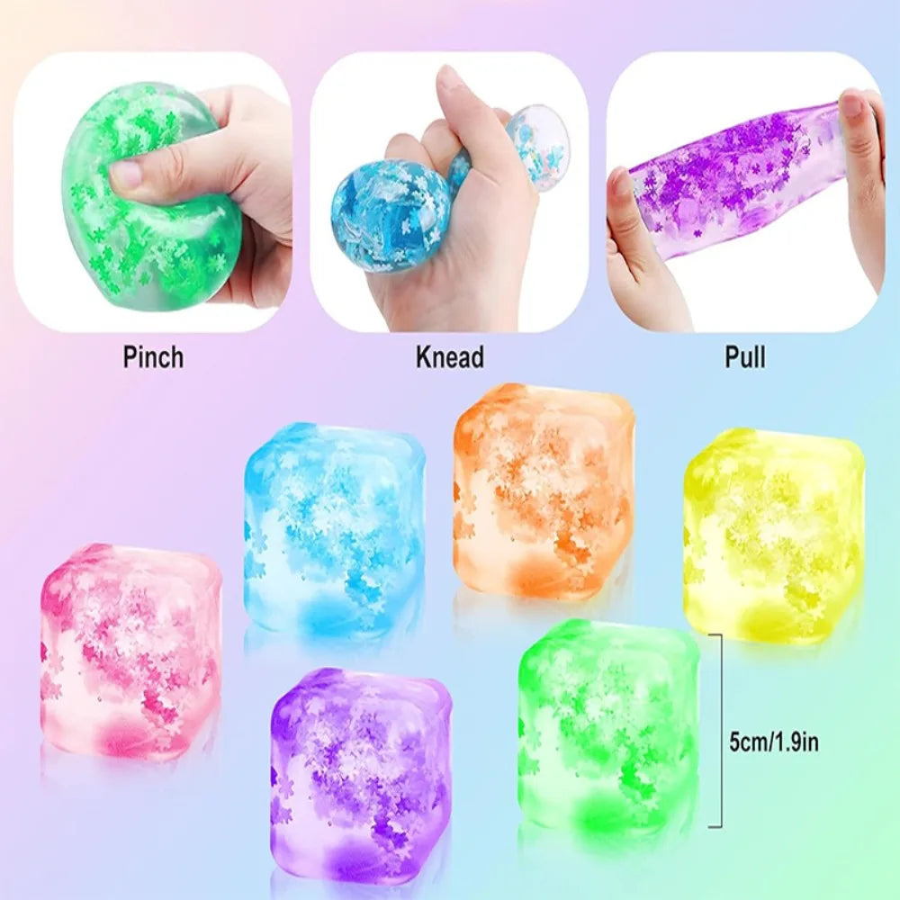 Gift 5*5cm Ice Cube Pinch Toy Stress Relief Tofu Shape Transparent Ice Block Mochi Squeezing Toy Children