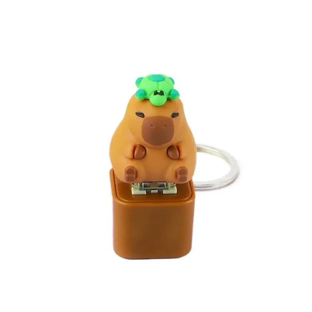 Yellow Chick Wooden Fish Keyboard Keychain Luminous Electronic Mechanical Keyboard Keychain Merit +1 Colorful Light