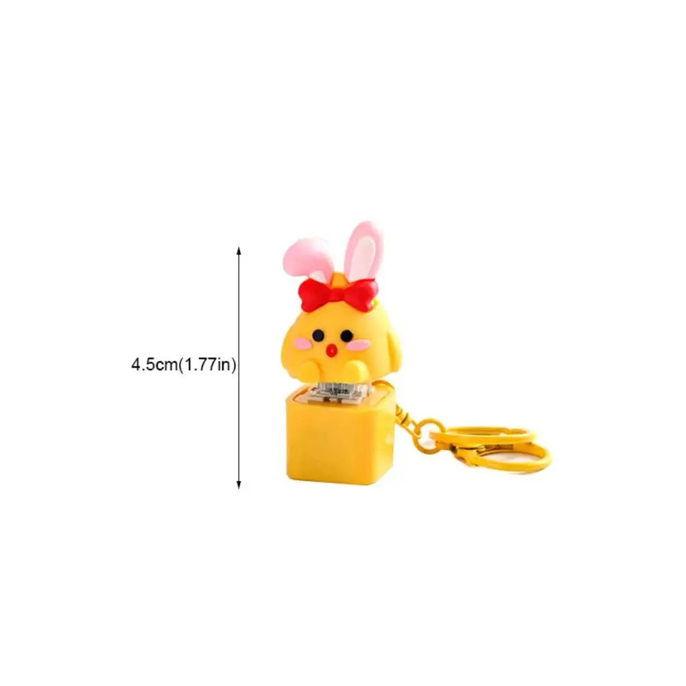 Yellow Chick Wooden Fish Keyboard Keychain Luminous Electronic Mechanical Keyboard Keychain Merit +1 Colorful Light