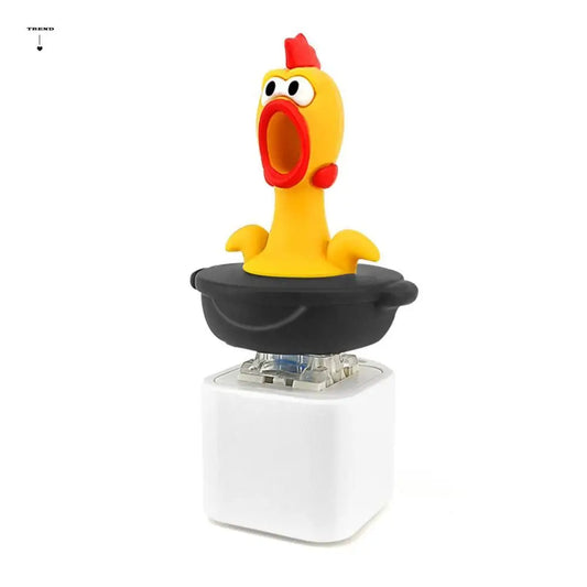 Yellow Chick Wooden Fish Keyboard Keychain Luminous Electronic Mechanical Keyboard Keychain Merit +1 Colorful Light