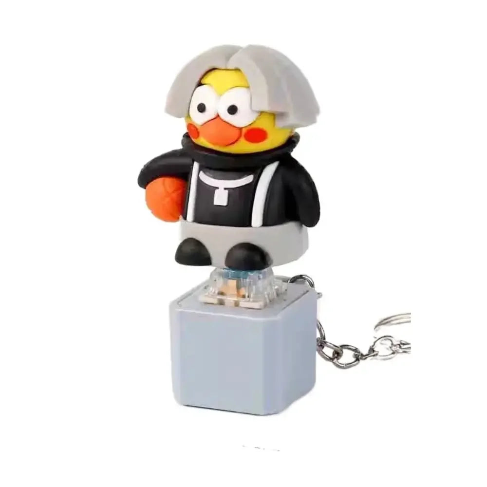 Yellow Chick Wooden Fish Keyboard Keychain Luminous Electronic Mechanical Keyboard Keychain Merit +1 Colorful Light